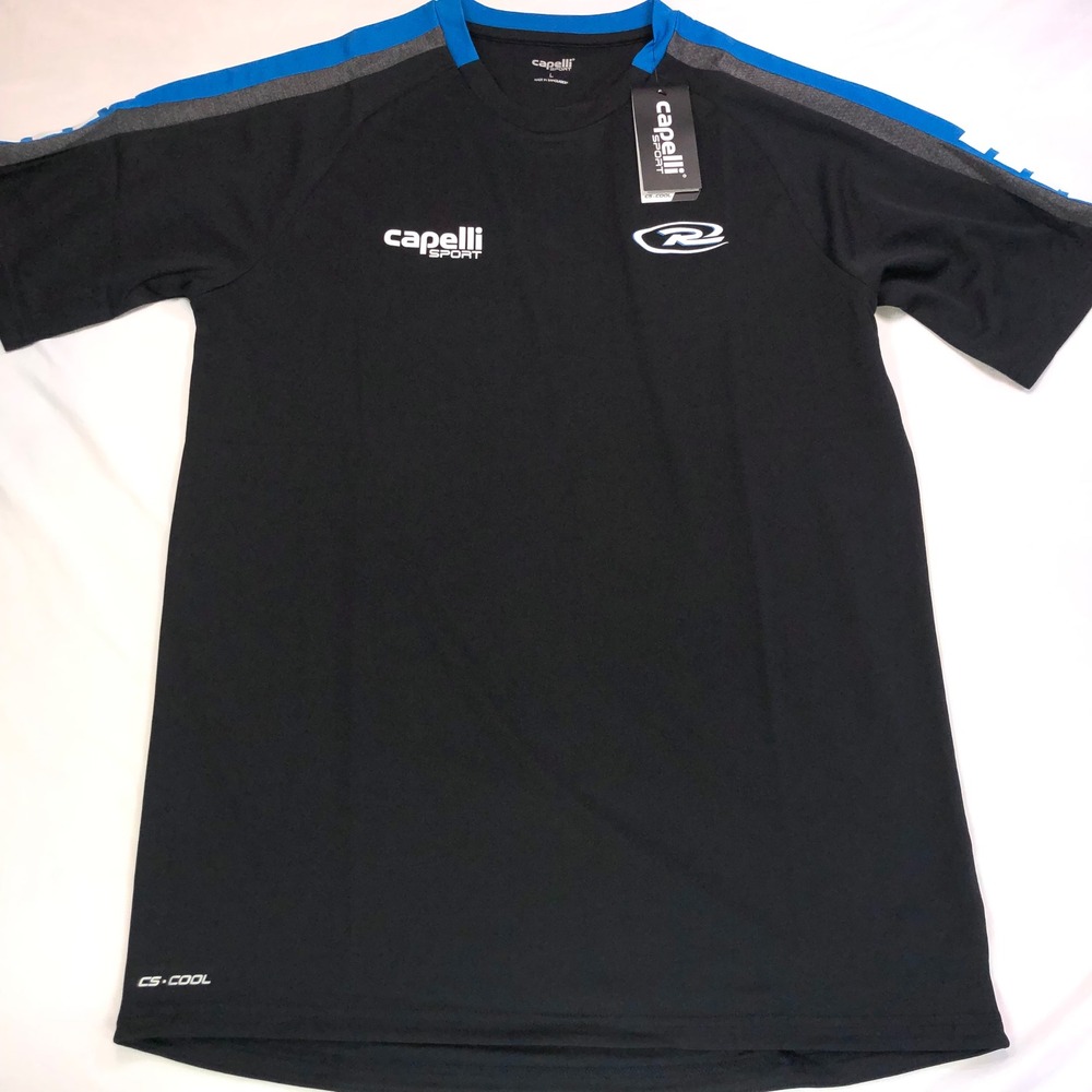 Capelli Sport Mens RUSH Madison Training Top Black Blue AGA-6053RS Large NWT